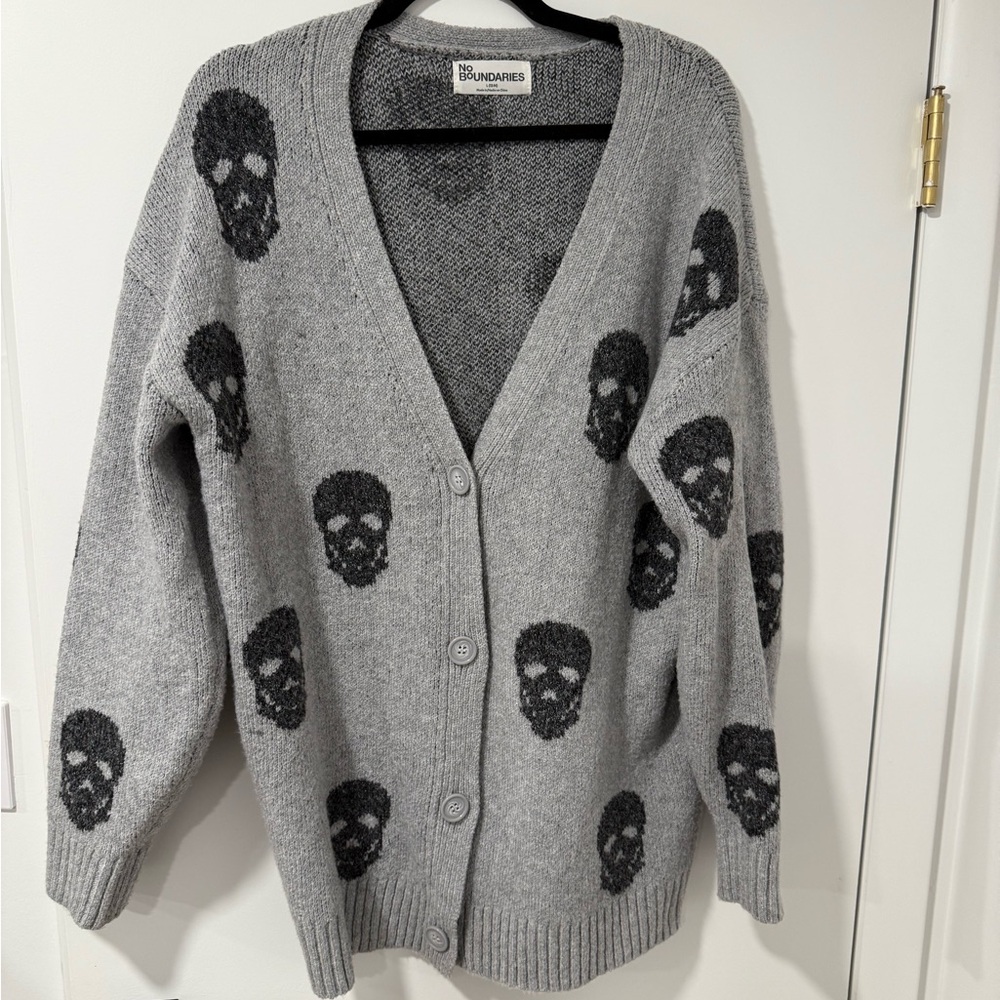 No Boundaries Gray Knit Cardigan
